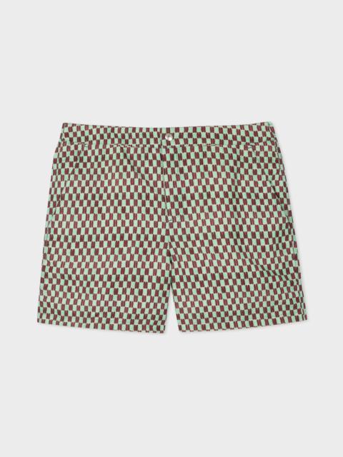 Paul Smith Green Geometric Print Swim Shorts