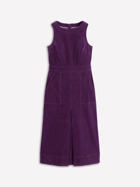 BODEN Ula Box Pleat Cord Midi Dress-Viola Purple