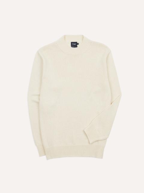 Drake's Ecru Cotton Mock Neck Jumper