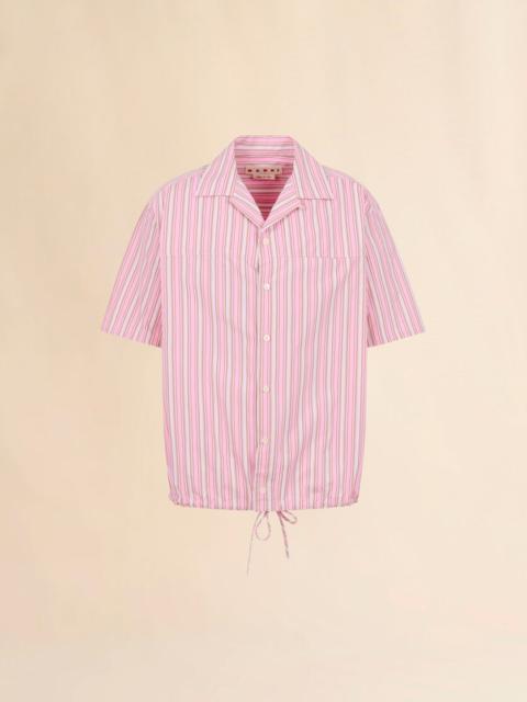 Marni PINK STRIPED POPLIN SHIRT WITH DRAWSTRING HEM