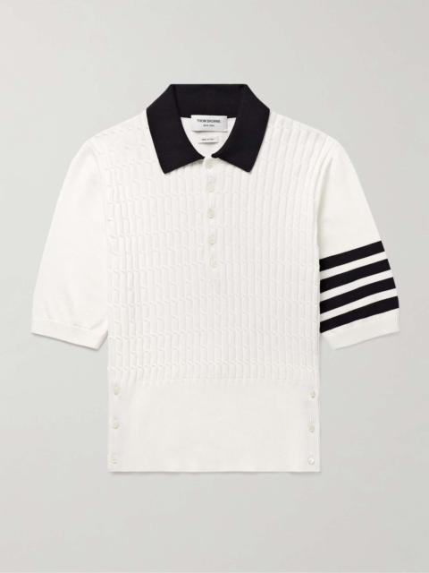 Slim-Fit Striped Cable-Knit Cotton Polo Shirt
