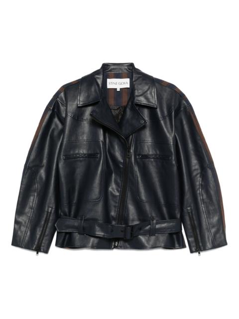 STINE GOYA Stine Goya Belted Stripe-detail Biker Jacket