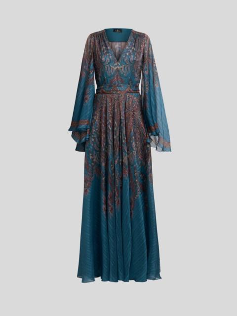 Etro FLORAL PAISLEY LONG SILK DRESS