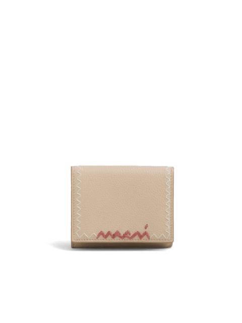 Marni logo-embroidered leather wallet
