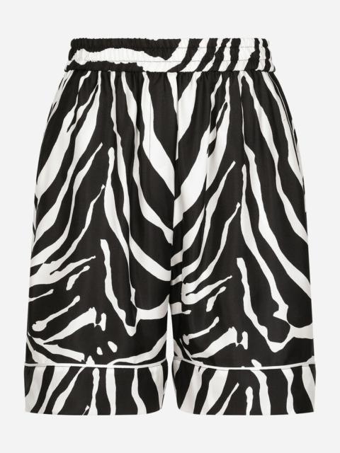 Dolce & Gabbana Zebra-print twill pajama shorts