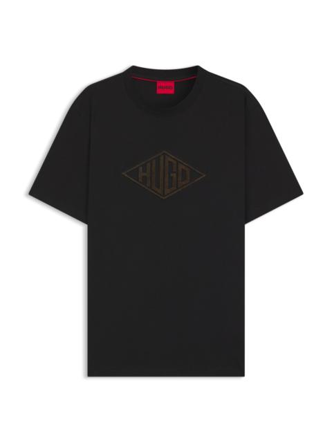 HUGO COTTON-JERSEY T-SHIRT WITH GEOMETRIC LOGO EMBROIDERY