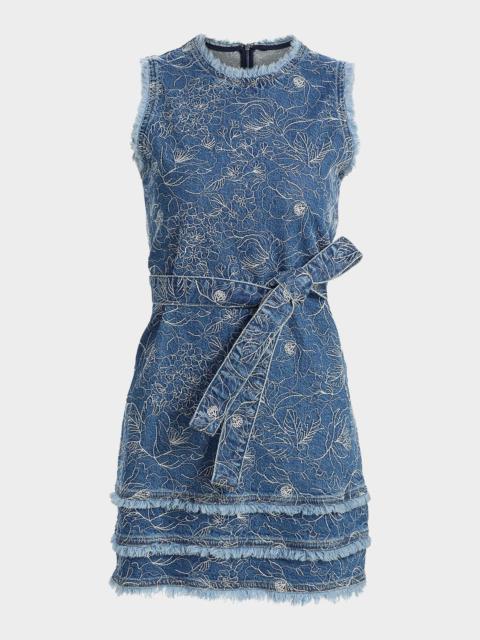 Cinq à Sept Mindie Garden Doodle Denim Mini Dress