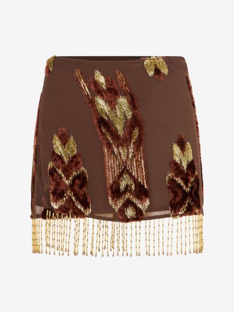 Roberto Cavalli Mini Skirt With Fil Coupé Details and Fringes