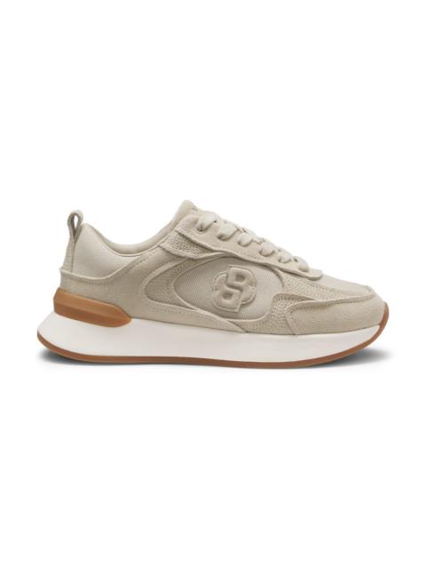 BOSS SUEDE SNEAKERS WITH DOUBLE B MONOGRAM
