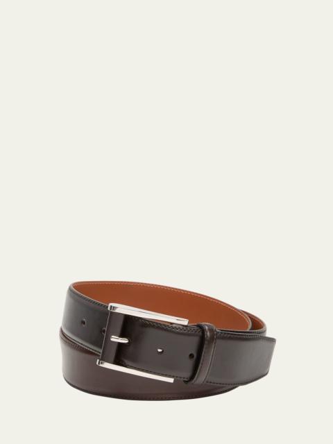 Men's Square-Buckle Leather Belt