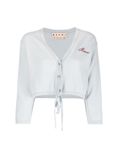 Marni cropped logo-embroidered cashmere cardigan