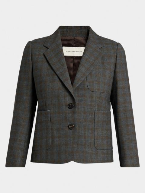 Dries Van Noten Check Single-Breasted Shrunken Jacket