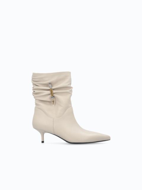 PINKO NAPPA LEATHER ANKLE BOOTS WITH GATHERED LEG SHAFT AND LOGO