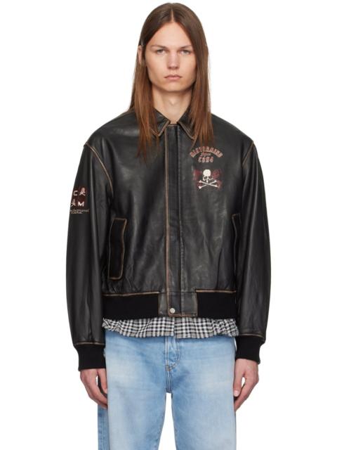 mastermind JAPAN Brown C2H4® Edition Embroidered-Logo Leather Jacket