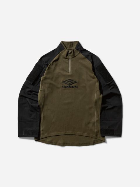 umbro Men's Tactical Half Zip Sweatshirt Black / Army Green