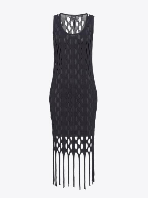 PINKO MESH-EFFECT MINI DRESS WITH FRINGING