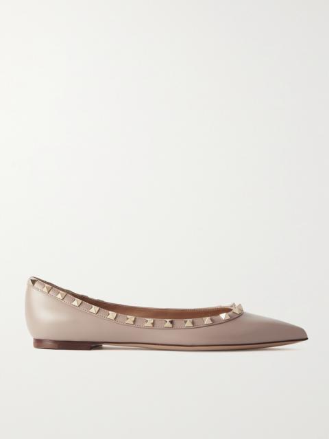 Valentino Rockstud Leather Point-toe Flats