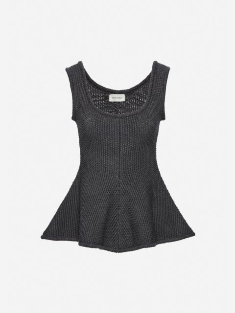 MAGDA BUTRYM Sleeveless cotton and linen peplum top in grey