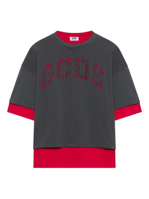 GCDS cut-out layered T-shirt