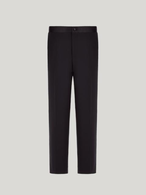 Canali BLACK TROUSERS IN PURE WOOL WITH SATIN SIDE STRIPE