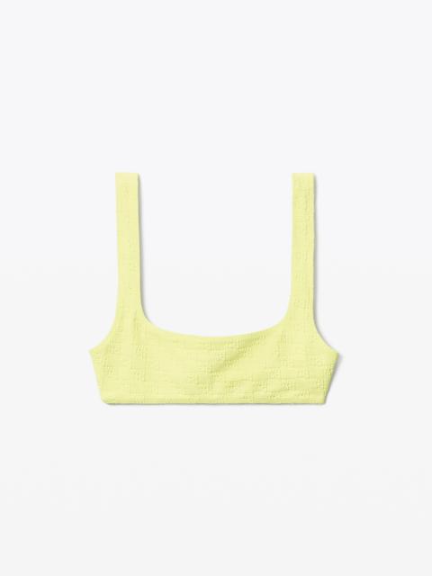 Alexander Wang BIKINI TOP IN TEXTURED LOGO JERSEY