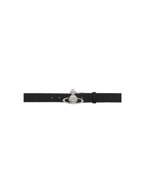 Vivienne Westwood Black Orb Buckle Palladium Belt