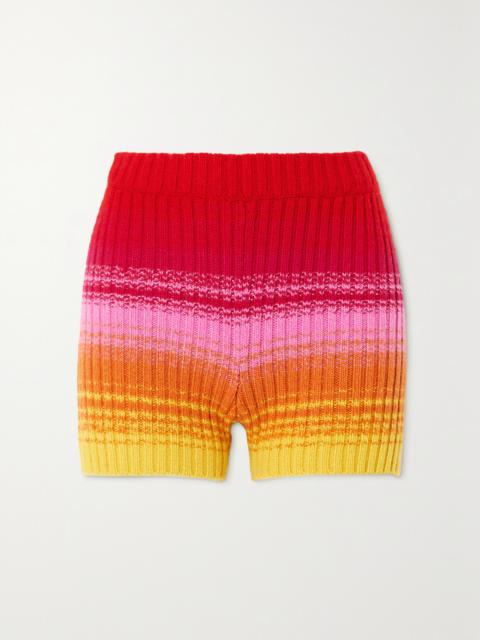 The Elder Statesman Morphe Striped Ribbed Cashmere Shorts