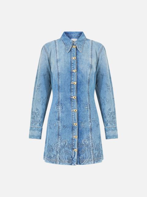 CAMILLA SHIRT DRESS WITH A LINE SKIRT DENIM