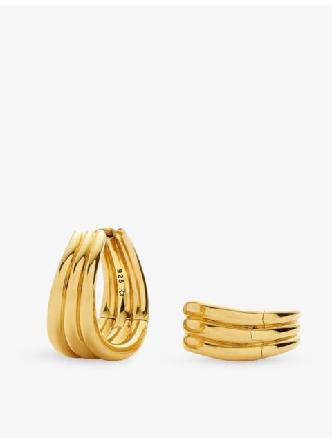 MISSOMA Savi Triple Ridge 18ct Yellow Gold Plated Brass Hoop Earrings