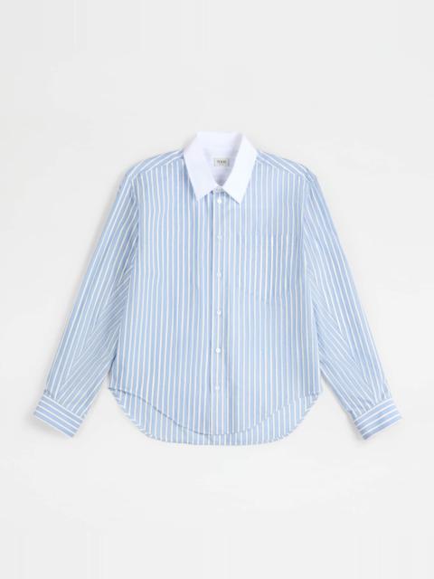 Tod's SHIRT IN POPLIN - LIGHT BLUE, WHITE
