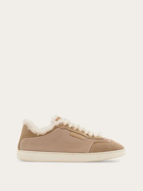 FERRAGAMO Low cut sneaker with shearling detail