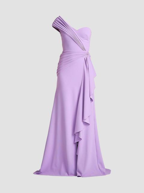 TADASHI SHOJI Women's Pleated Ruffled One-Shoulder Gown - Purple Haze