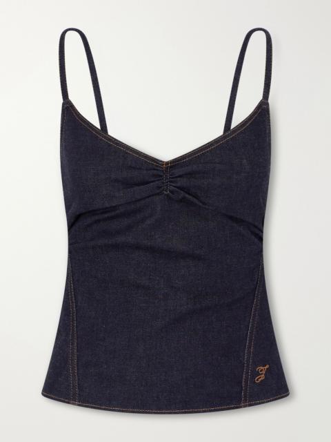 JACQUEMUS Le Haut De-Nimes cotton and cashmere-blend denim cami Navy