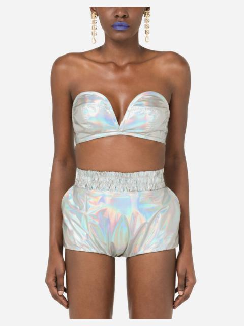 Holographic technical nylon top