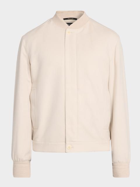 ZEGNA Men's Oasi Cashmere Hidden-Zip Bomber Jacket
