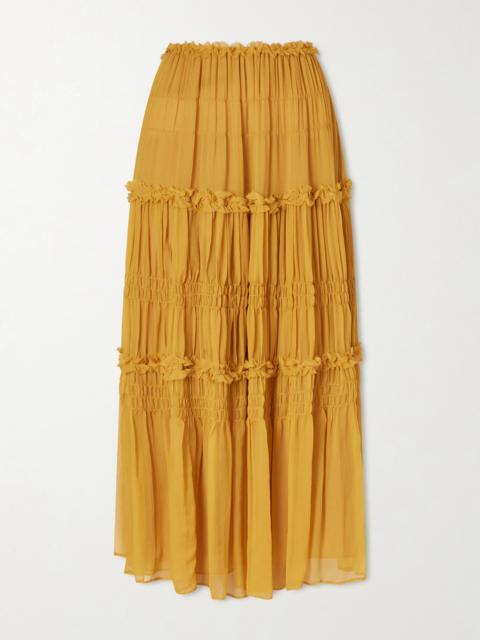 ULLA JOHNSON Virginie Silk-crepon Midi Skirt