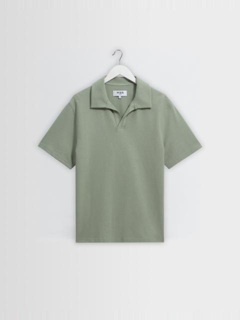 Wax London Atwood - Sage Textured Organic Cotton Polo Shirt