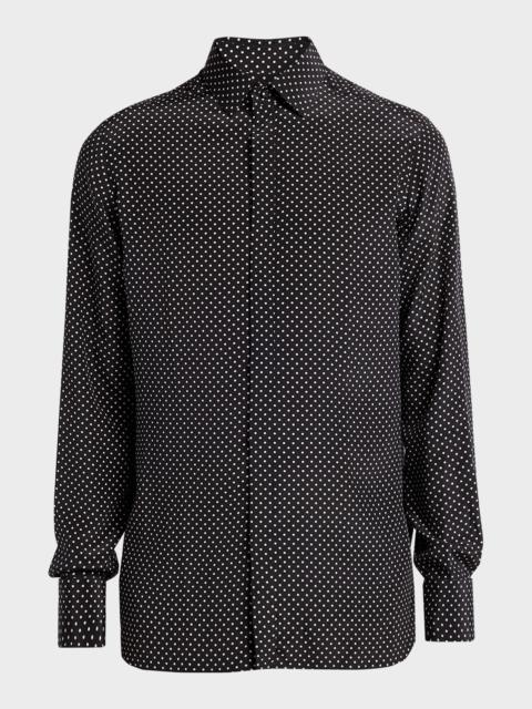 TOM FORD Men's Lyocell Polka Dot French Cuff Sport Shirt