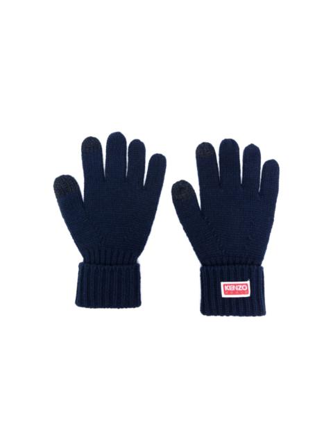 KENZO logo-patch knitted gloves