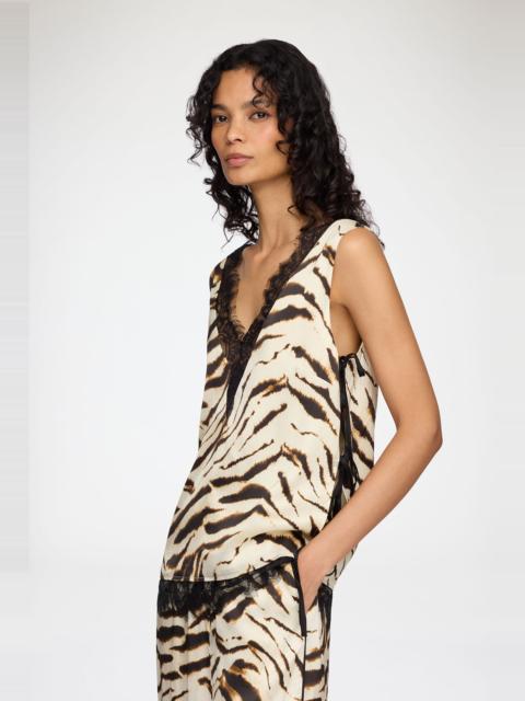 GANNI TOP IN PRINTED SATIN