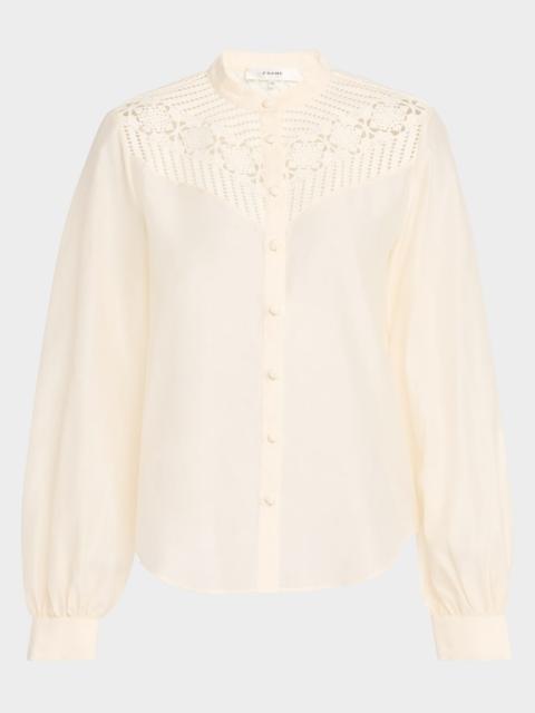 FRAME The Crochet Inset Blouse