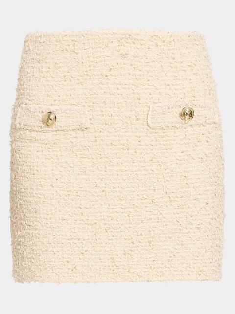 Balmain Fringed Tweed Knit Mini Skirt