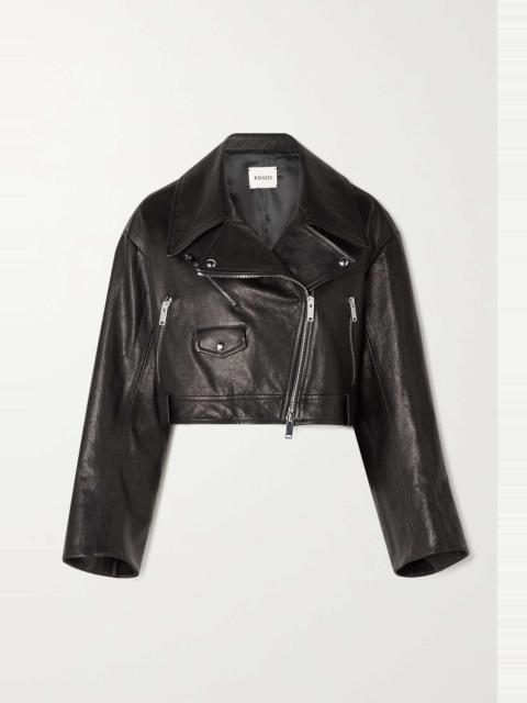 Gelman cropped leather biker jacket