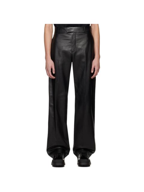 Alexander McQueen Black Grained Leather Pants
