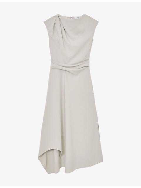 REISS Camilla Gathered-Detail Stretch-Woven Midi Dress