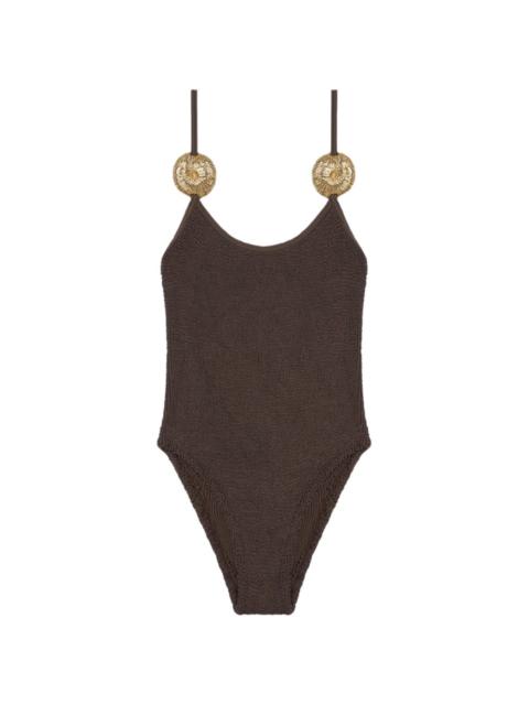 Reina Olga Circe crinkle-effect swimsuit