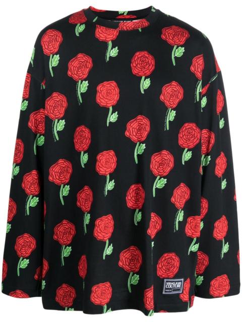 VERSACE JEANS COUTURE Interlock rose-print oversized T-shirt