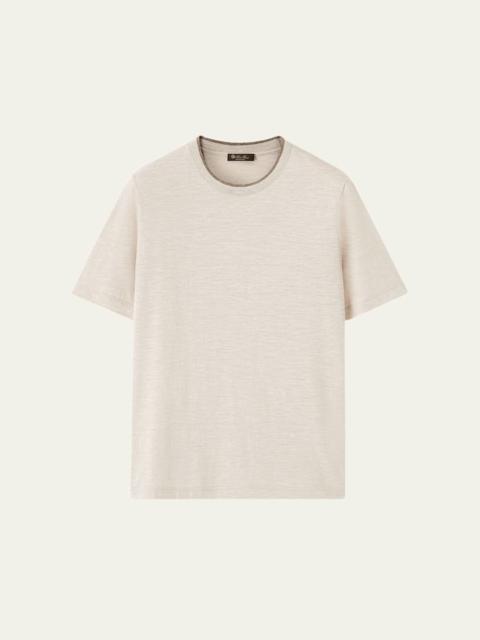Loro Piana Men's Cashmere, Linen and Silk Tipped Crewneck T-Shirt