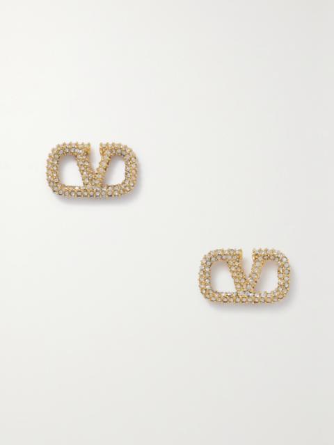 Valentino Vlogo Gold-tone Crystal Earrings