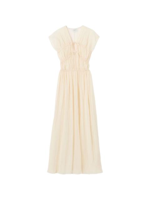 Claudie Pierlot tie-detail gathered maxi dress